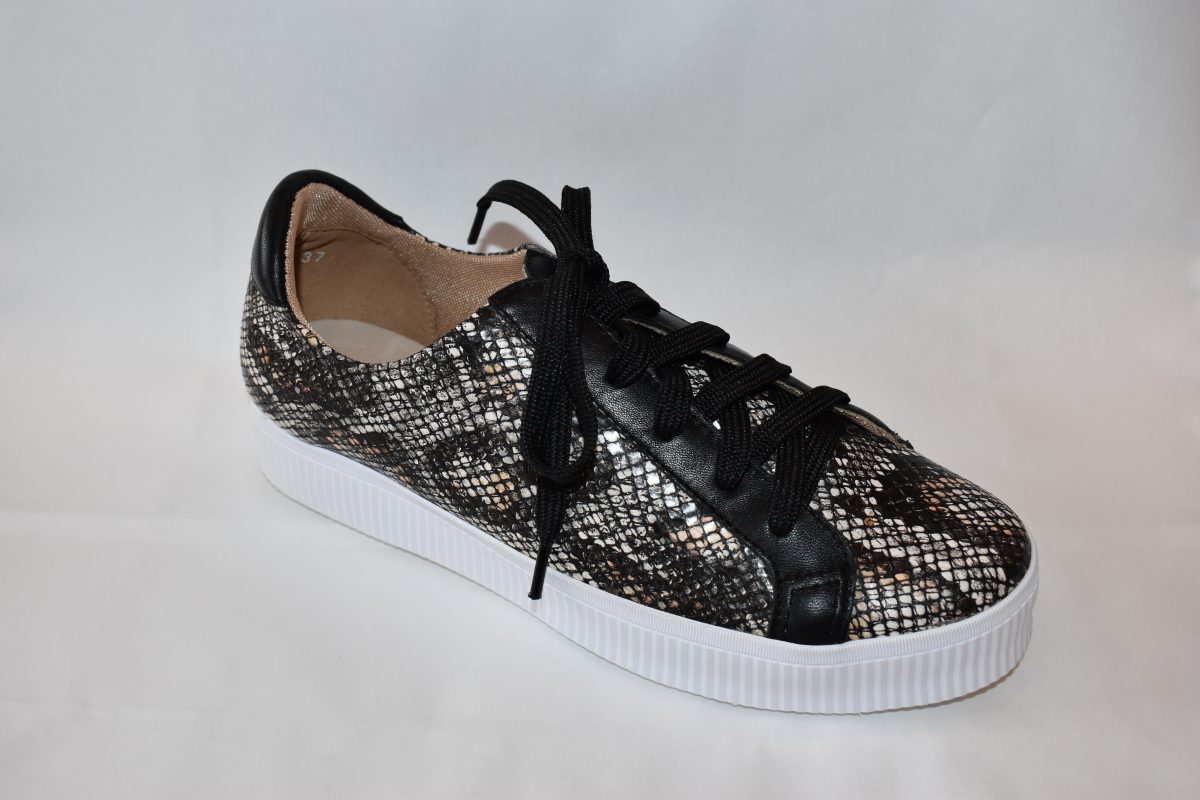 All Black Exotic Flatform Women's Sneaker Snake Print and Black | Ooh! Ooh! Shoes Women's Shoes and Clothing Boutique Naples, Charleston and Mashpee