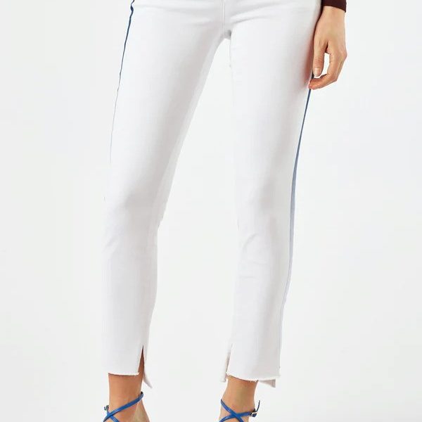 Robell 52498 Elena 09 White Jean With Blue Stripe On Outside Of Leg | Ooh Ooh Shoes women's clothing and shoe boutique located in Naples