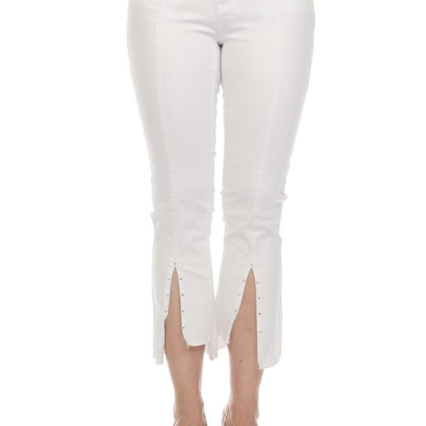 AZI Z12767 White Adjie Split Front Jean | Ooh Ooh Shoes women's clothing and shoe boutique located in Naples