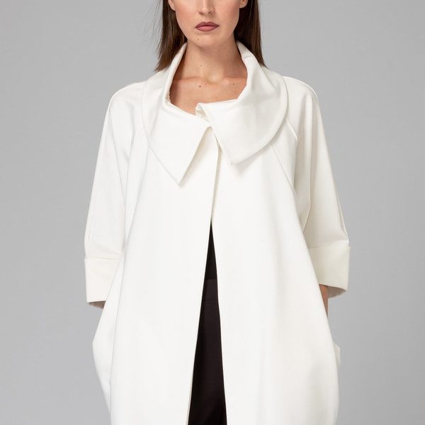 Joseph Ribkoff 153302E 3/4 Length Cowl-Neck Coat| Ooh Ooh Shoes woman's clothing and shoe boutique located in Naples and Mashpee