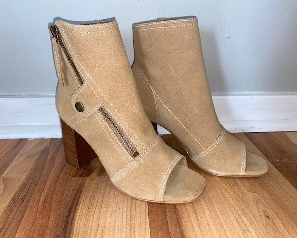 Matisse Lyon Natural Open Toe Suede Leather Bootie | Ooh Ooh Shoes women's clothing and shoe boutique located Naples and Mashpee