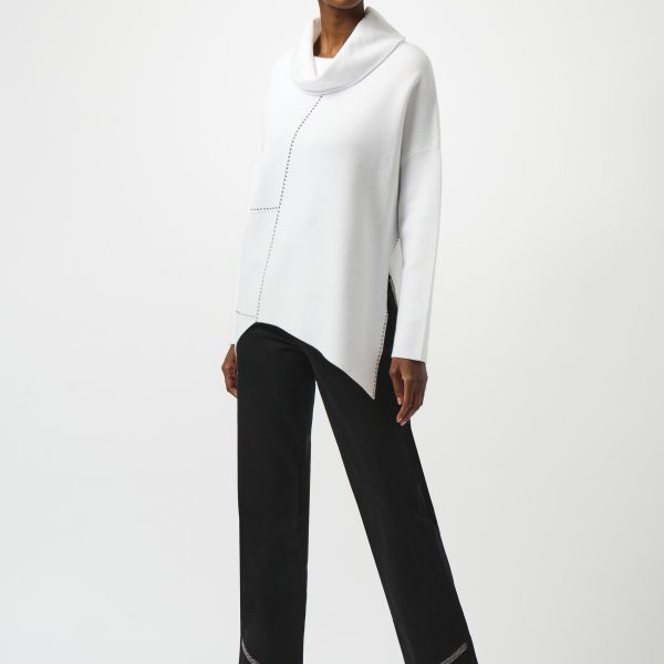 Joseph Ribkoff 253913 Sweater Knit Asymmetrical Pullover | Ooh Ooh Shoes woman's clothing and shoe boutique located in Naples Florida