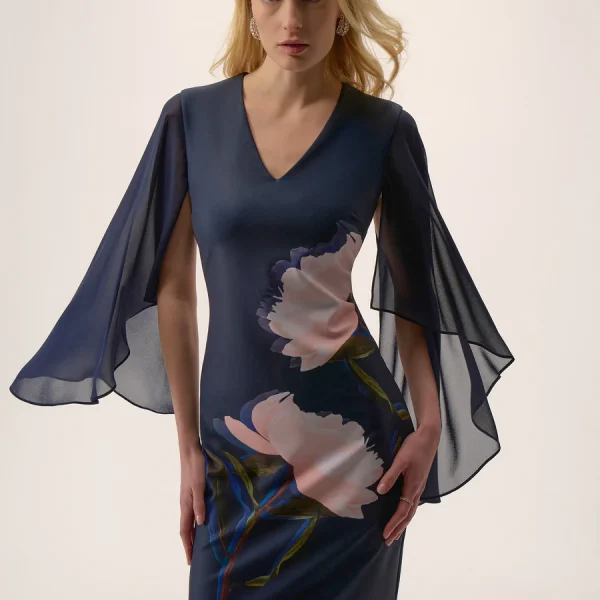 Joseph Ribkoff 254734 Floral Bodycon Dress | Ooh Ooh Shoes woman's clothing and shoe boutque located in Naples Florida