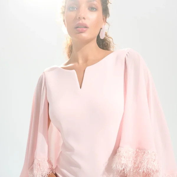 Joseph Ribkoff A-Line Dress With Chiffon Cape And Novelty Trim Style 261715 | Ooh Ooh Shoes woman's clothing and shoe boutique located in Naples Florida