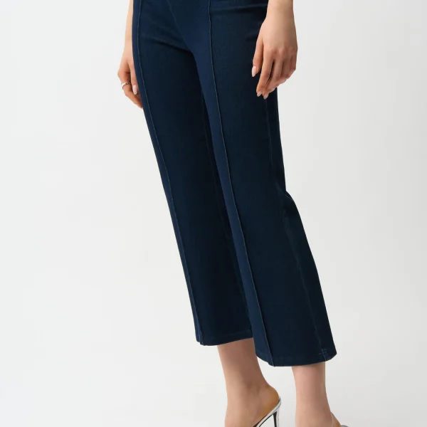 Joseph Ribkoff 261953 Knit Denim Cropped Flare Pant | Ooh Ooh Shoes Woman's clothing and shoe boutique located in Naples FL