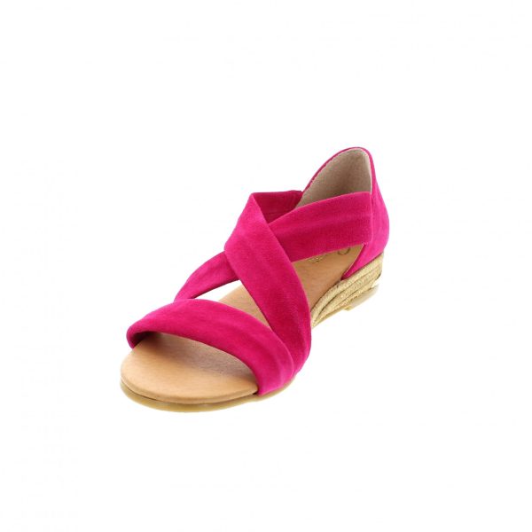 Pinaz 317 AO Fuschia Low Espadrille Wedge Sandal | Ooh Ooh Shoes women's clothing and shoe boutique located in Naples