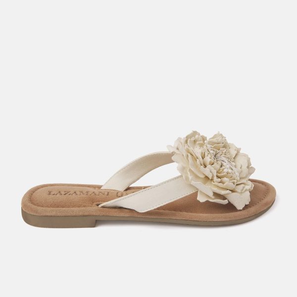 Lazamani 33.517 Off White Sandal with Leather Flower | Ooh! Ooh! Shoes  Women's Clothing and Accessories Boutique