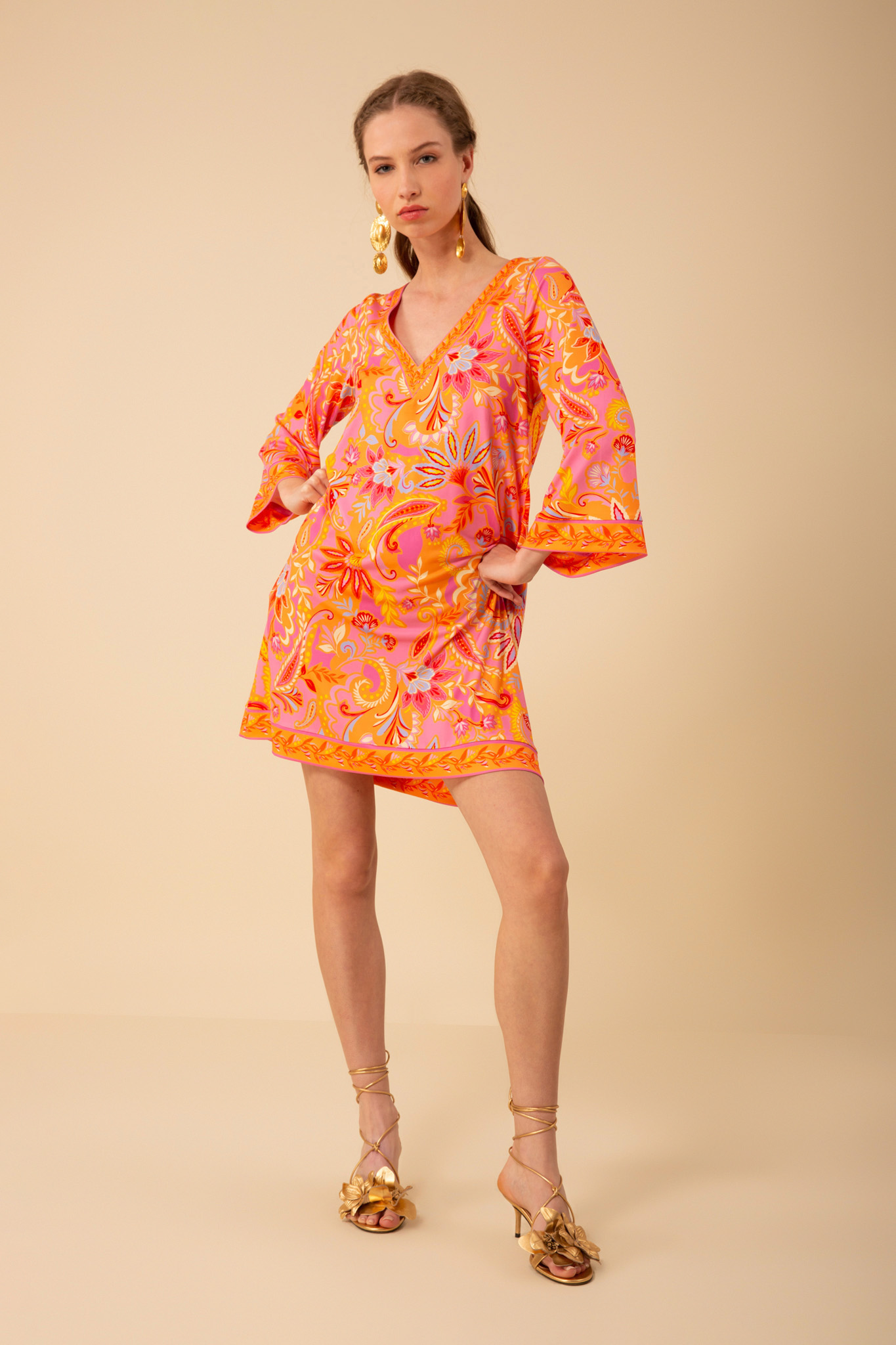 Hale Bob Hartigan Coral Pink Patterned Blouse 31AG2040 PNK main image 1