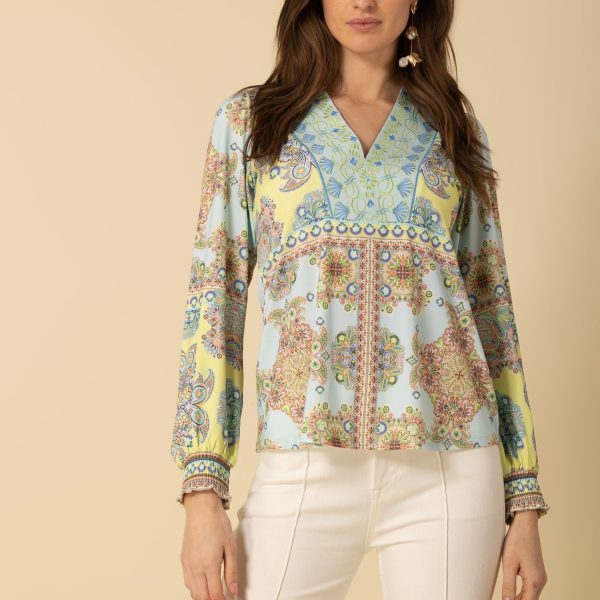 Hale Bob V Neck Long Sleeve Ailani Top| Ooh Ooh Shoes woman's clothing and shoe boutique located in Naples Florida