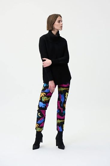 Joseph Ribkoff 224280 Black/Multi Abstract Print Pant | Ooh Ooh Shoes women's clothing and shoe boutique located in Naples