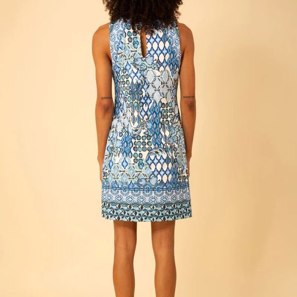 Hale Bob 43WL660A Blue Sleeveless Cataleya Jersey Dress | Ooh Ooh Shoes women's clothing and shoe boutique located in Naples