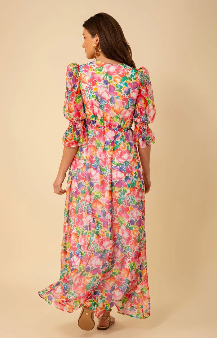 ワンピース Majolica Pleated Chiffon Long Dress 25AW Women's Fall Square Neck Casual Dress Long Sleeve Smocked