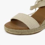 Pinaz 477/7 Crudo Open Toe Cotton Band Wedge With Tie For Ankle | Ooh Ooh Shoes women's clothing and shoe boutique located in Naples
