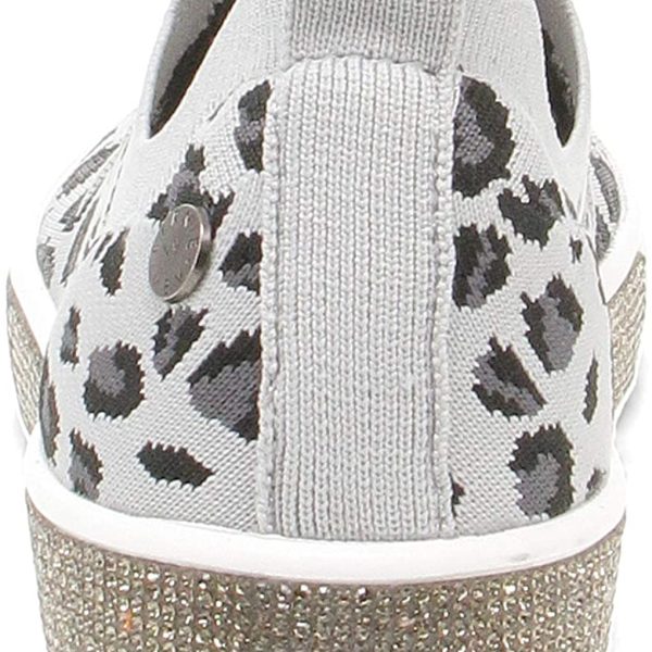 Bernie Mev Gardenia White Light Grey/Silver Leopard Print Fabric Slip On Sneaker | Ooh Ooh Shoes women's clothing and shoe boutique located in Naples and Mashpee