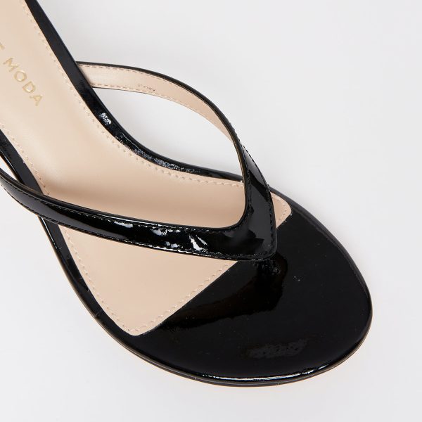 Pelle Moda Black Patent Effi leather kitten heel sandal| Ooh Ooh Shoes woman's clothing and shoe boutique located in Naples, Charleston and Mashpee