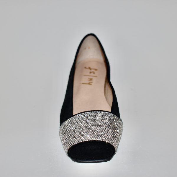 French Sole Via Women's Ballet Flat Show in Black with Rhinestone embellishment | Ooh! Ooh! Shoes Women's Shoes and Clothing Boutique Naples, Charleston and Mashpee