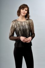 Insight BCT6778 Gold Metallic Mesh Top | Ooh Ooh Shoes woman's clothing and shoe boutique located in Naples Florida