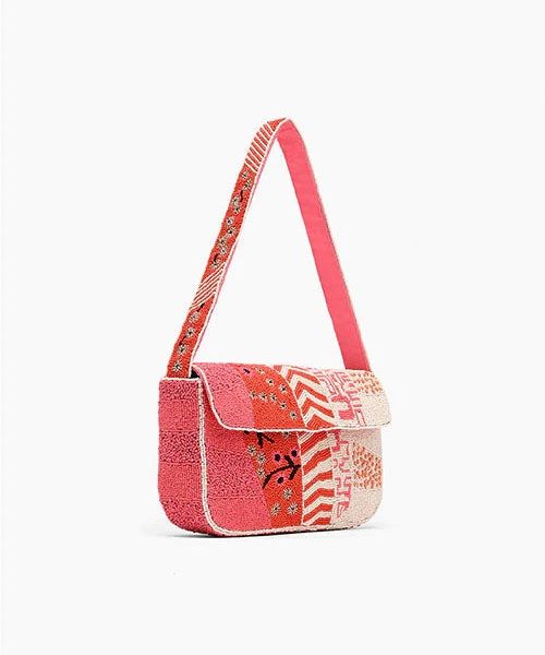 America & Beyond AB22-474 Luxe Embellished Tigerlily Beaded Shoulder Bag | Ooh Ooh Shoes women's clothing and shoe boutique located in Naples