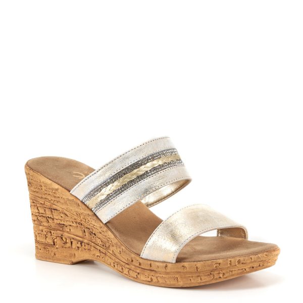 Onex Amelia Two Banded Cork Wedge with Detail on Upper Band | Ooh Ooh Shoes woman's clothing and shoe boutique located in Naples and Mashpee