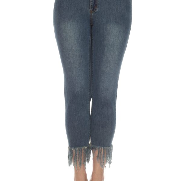 AZI Z10442 Ella Mid Wash Fringe Jean | Ooh Ooh Shoes women's clothing and shoe boutique located in Naples