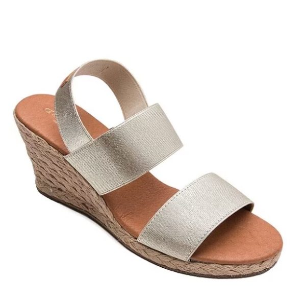 Andre Assous Allison Platino Espadrille Wedge with Elastic Band with Backstrap | Ooh Ooh Shoes woman's clothing and shoe boutique located in Naples