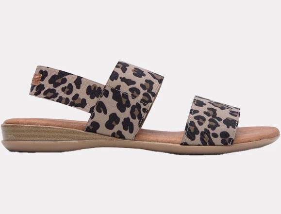 Andre Assous Nigella Leopard Leather Slip On Flat Sandal | Ooh Ooh Shoes women's clothing and shoe boutique located in Naples