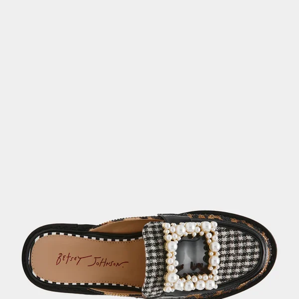 Betsey Johnson Grayce Loafer with pearl rhinestone embellished brooch | Ooh Ooh Shoes woman's clothing and shoe boutique lNaples Fl