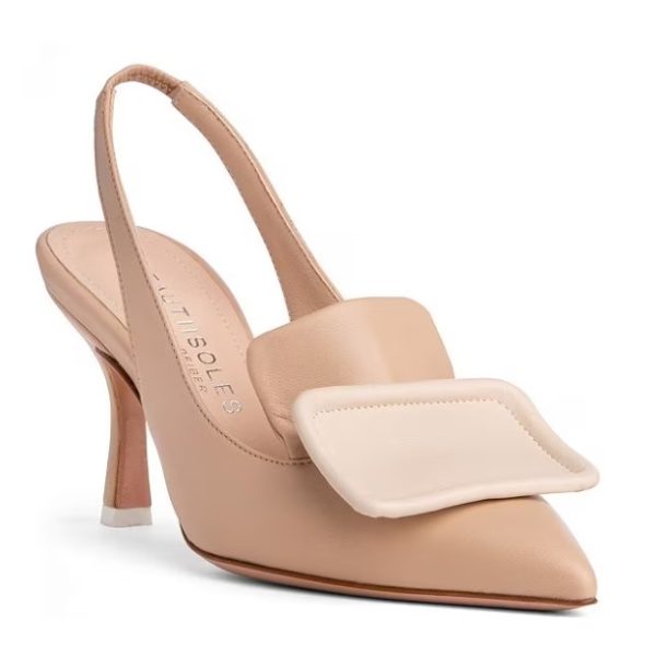 Beautisoles Hannah Beige Leather Sling Pumps | Ooh Ooh Shoes women's clothing and shoe boutique located in Naples