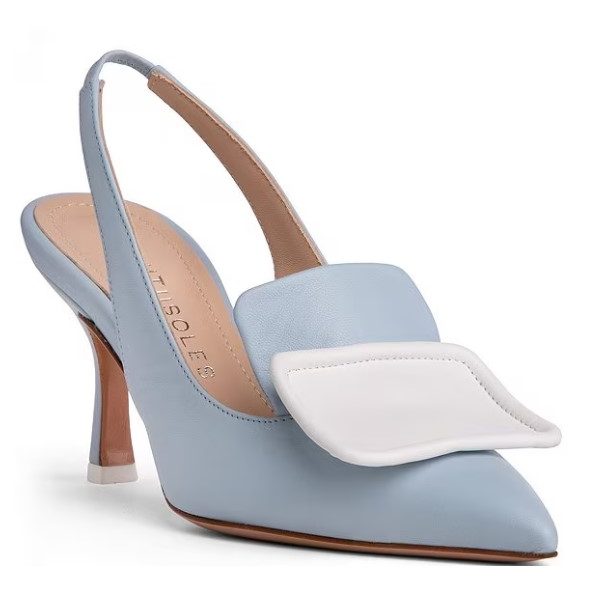 Beautisoles Hannah Sky Blue Leather Sling Pumps | Ooh Ooh Shoes women's clothing and shoe boutique located in Naples