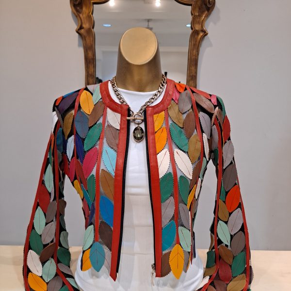 Belgin Francis Leather Multicolor Short Leaf Jacket | Ooh Ooh Shoes women's clothing and shoe boutique located in Naples