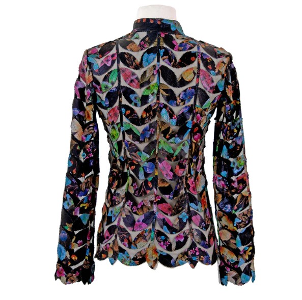 Belgin Francis Multi Leaf Design and Mesh Leather Jacket | Ooh Ooh Shoes Women's clothing and shoe boutique located in Naples and Mashpee