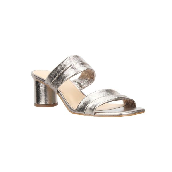 Bruno Menegatti 55203 Victoria Pewter Leather Slide Sandal | Ooh Ooh Shoes women's clothing and shoe boutique located in Naples