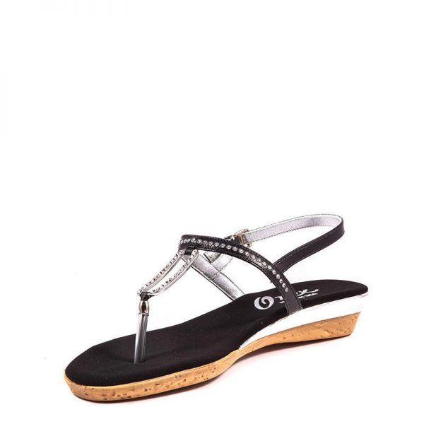 Onex Cabo Black Jeweled Thong Style Flat Sandal | Ooh Ooh Shoes women's clothing and shoe boutique located in Naples