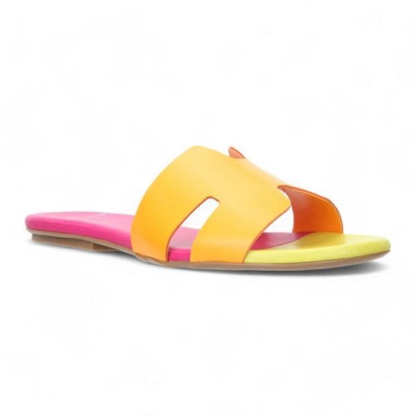 Carrano Nayeli Tangerine Multi Leather Flat Slide Sandal | Ooh Ooh Shoes women's clothing and shoe boutique located in Naples