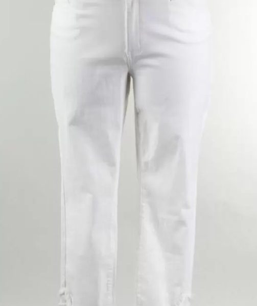 Charlie B C5273RR White Ripped Hem Jean | Ooh Ooh Shoes women's clothing and shoe boutique located in Naples and Mashpee