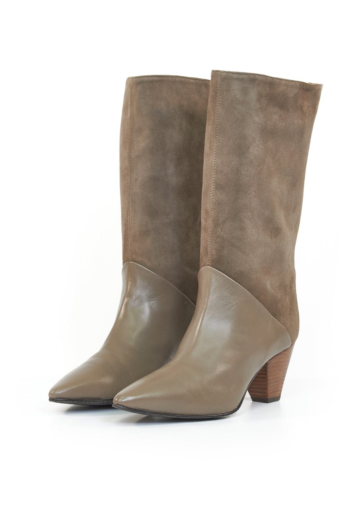 Brenda Zaro 4471 Dijon Taupe Suede and Nappa Leather Boots