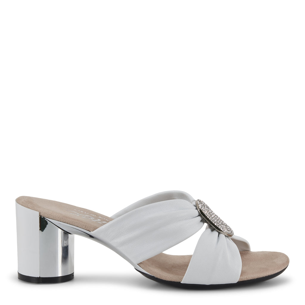 DIONA-WHL-1_1024x1024 Onex Diona Circle Heel with Two Band Criss-Cross Upper and Jewel in Center | Ooh Ooh Shoes woman's clothing and shoe boutique located in Naples and Mashpee