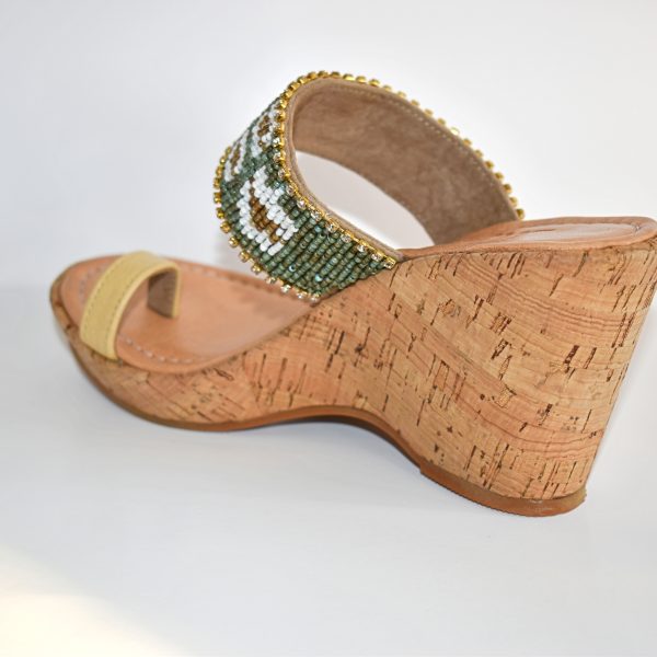 Skemo Alma Cork Wedge with beaded Strap and Toe Ring| Ooh Ooh Shoes woman's clothing and shoe boutique located in Naples, Charleston and Mashpee