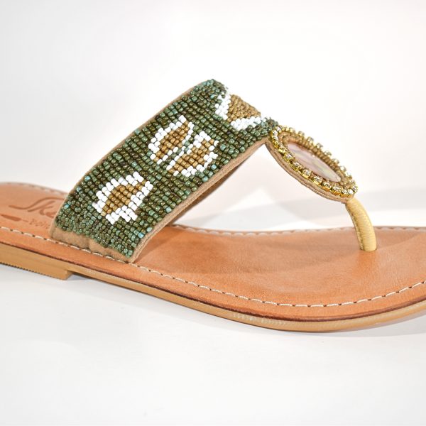 Skemo Alma Flat Sandal With Beaded Strap and Jeweled Toe Thong| Ooh Ooh Shoes woman's clothing and shoe boutique located in Naples, Charleston and Mashpee