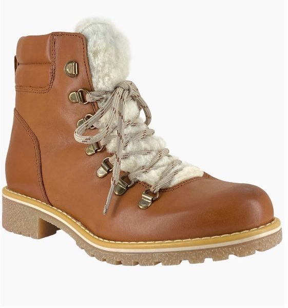Eric Michael Franki Honey Lace Up Cozy Alpine Style with Fleece Leather Boot | Ooh Ooh Shoes women's clothing and shoe boutique located in Naples and Mashpee