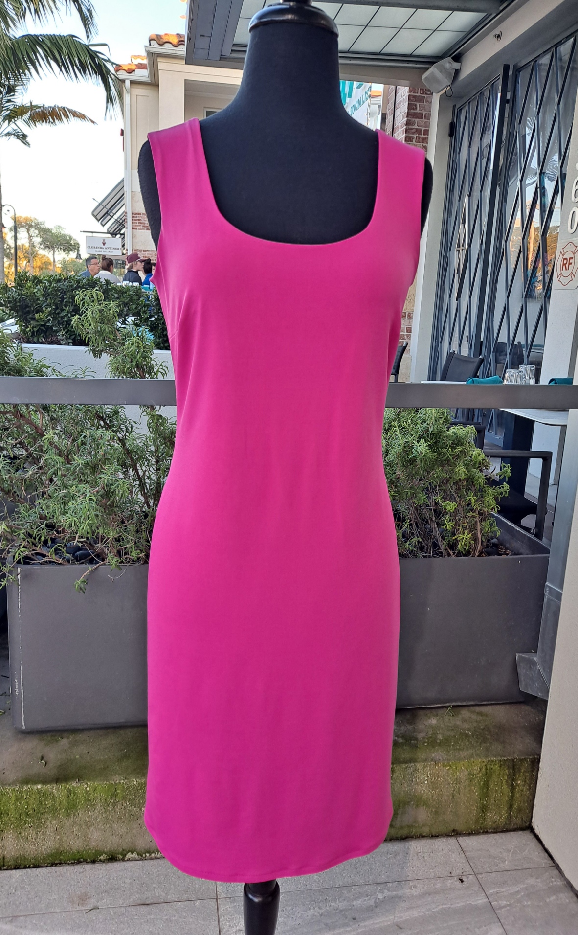 Eva Varro D12969 Neon Pink U Neckline Tank Knee Length Dress Eva Varro D12969 Neon Pink U Neckline Tank Knee Length Dress | Ooh Ooh Shoes women's clothing and shoe boutique located in Naples