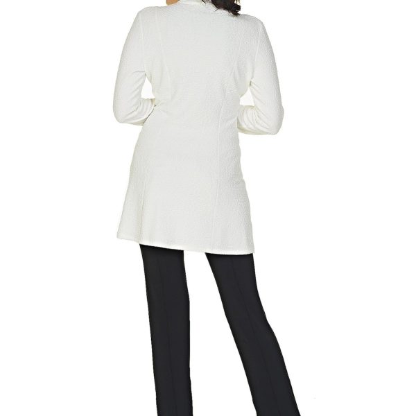 Eva Varro J12901 Cream Long Barcelona Jacket with zipper detail| Ooh Ooh Shoes women's clothing and shoe boutique naples and mashpee