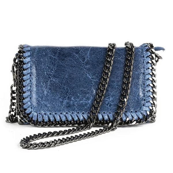 German Fuentes GF0390 Denim Blue Leather Crossbody Clutch | Ooh Ooh Shoes women's clothing and shoe boutique located in Naples