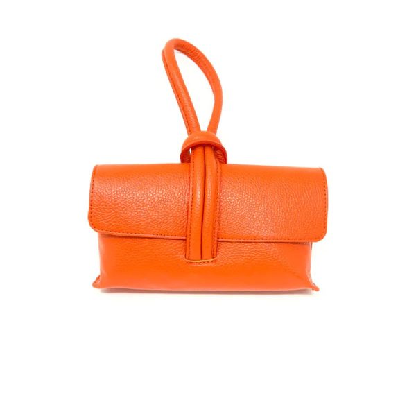 German Fuentes GF0467 Orange Wristlet Leather Bag | Ooh Ooh Shoes women's clothing and shoe boutique located in Naples