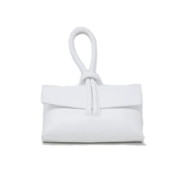 German Fuentes GF0467 White Wristlet Leather Bag | Ooh Ooh Shoes women's clothing and shoe boutique located in Naples