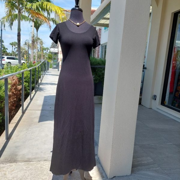 Zen Knits PM1341 Black Short Sleeve Maxi Dress Ooh Ooh Shoes women's clothing and shoe boutique located in Naples and Mashpee