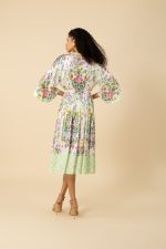Hale Bob 52GQ630A Long Sleeve V Neck Zahra Midi Dress in Green Print | Ooh Ooh Shoes woman's clothing and shoe boutique located in Naples Florida