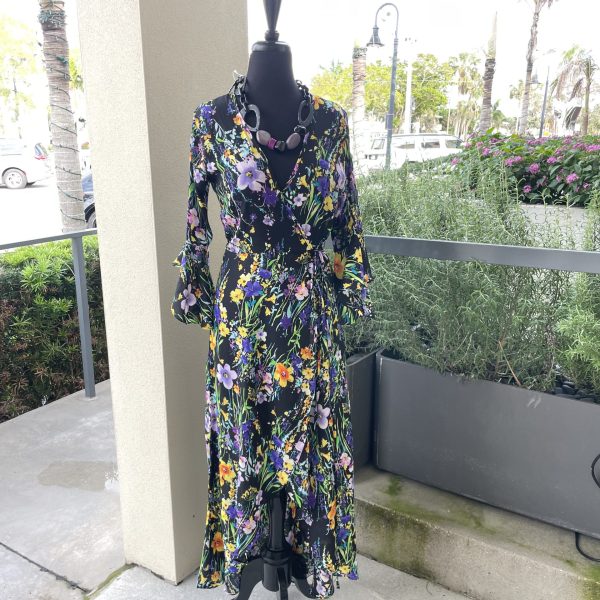 Julian Chang 5170 Artist Long Sleeve Wrap Doris Dress | Ooh Ooh Shoes women's clothing and shoe boutique located in Naples and Mashpee
