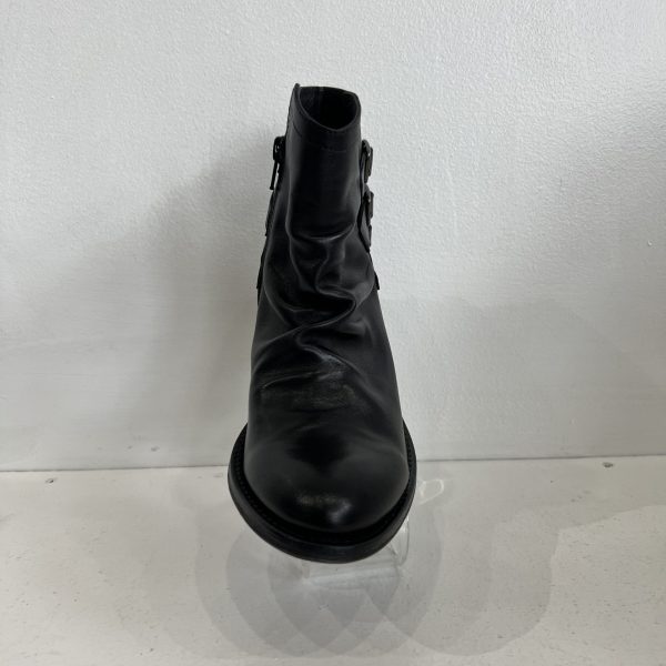 Eric Michael Carlita Black Leather Low Heel Buckle Boot | Ooh Ooh Shoes woman's clothing and shoe boutique located in Naples and Mashpee