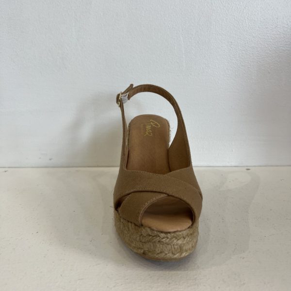 Pinaz 148/7 PD Latte Leather Criss Cross Slingback Wedge Espadrille | Ooh Ooh Shoes women's clothing and shoe boutique located in Naples and Mashpee